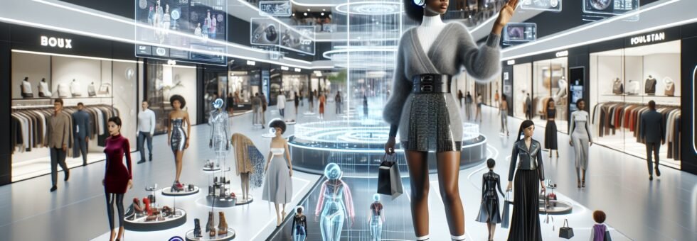 Theme:,Futuristic,,Modern,,Digital,Concept:,A,Woman,Shops,At,A